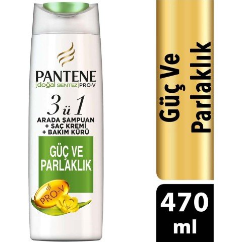 Pantene 3'ü 1 arada Güç ve Parlaklık Şampuan 470 ml