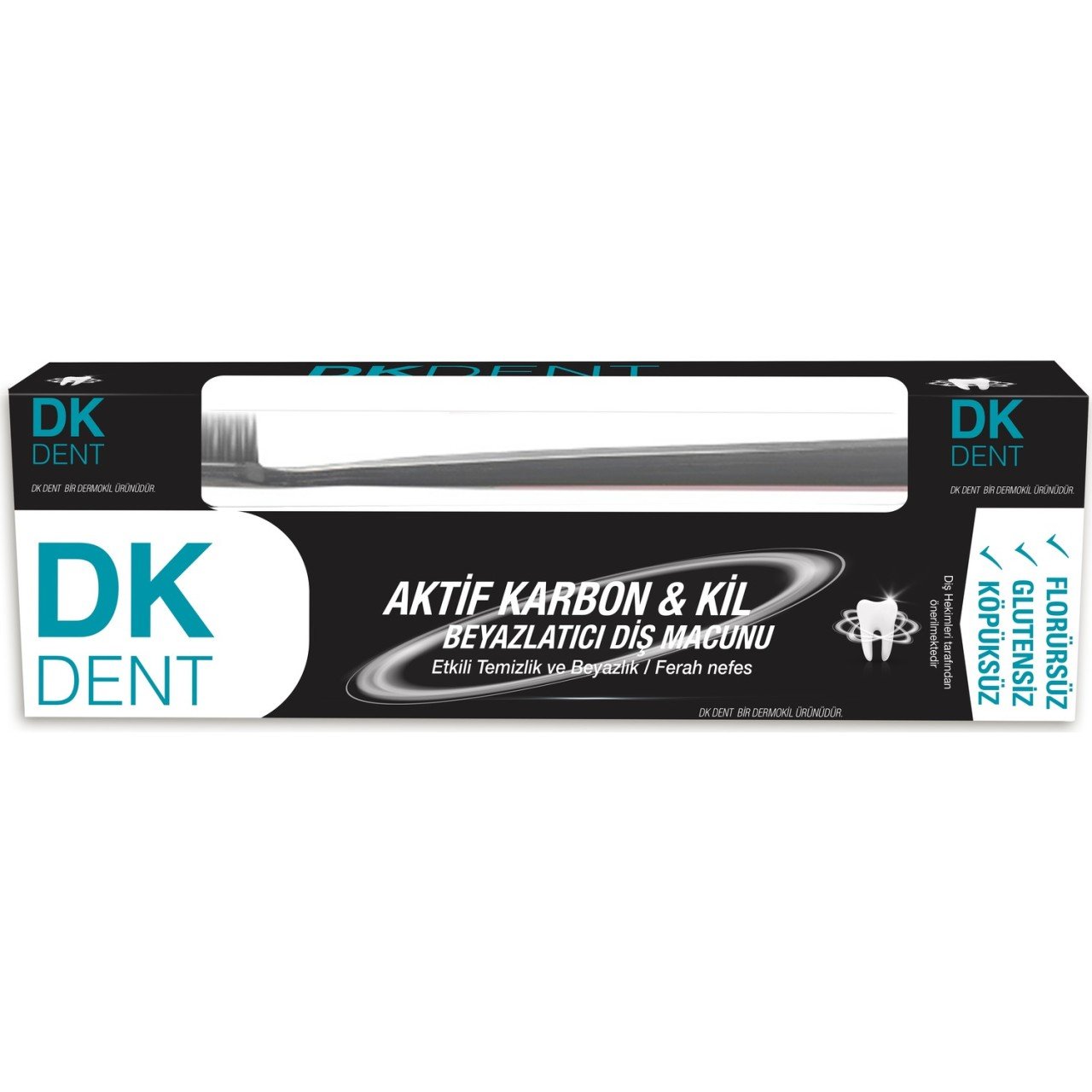 DK Dent Aktif Karbon & Kil Beyazlatıcı Diş Macunu + Diş Fırçası Hediyeli  75ML