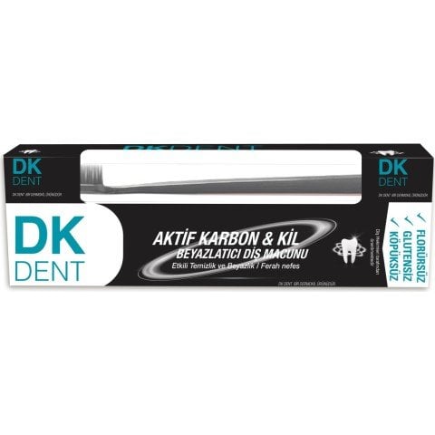 DK Dent Aktif Karbon & Kil Beyazlatıcı Diş Macunu + Diş Fırçası Hediyeli  75ML
