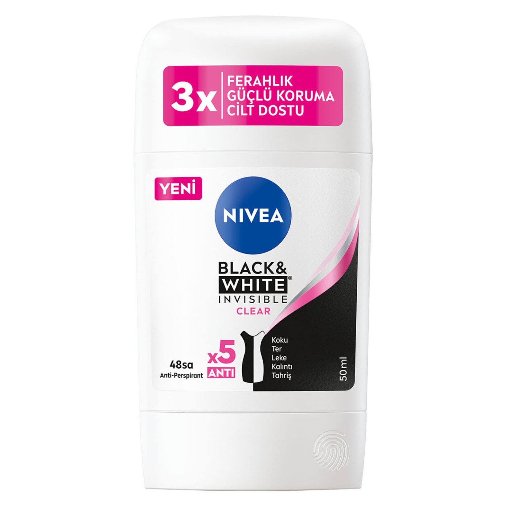 NİVEA BLACK WHİTE INVISIBLE CLEAR BAYAN STİCK 50
