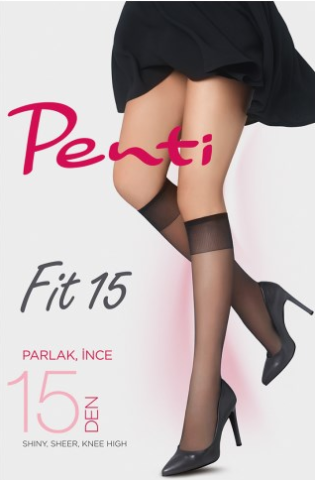 Penti Siyah Parlak Diz Altı Çorap