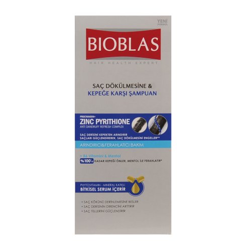 Bioblas Saç Dökülmesi & Kepeğe Karşı Şampuan ÇİNKO VE MENTOL 360 ml
