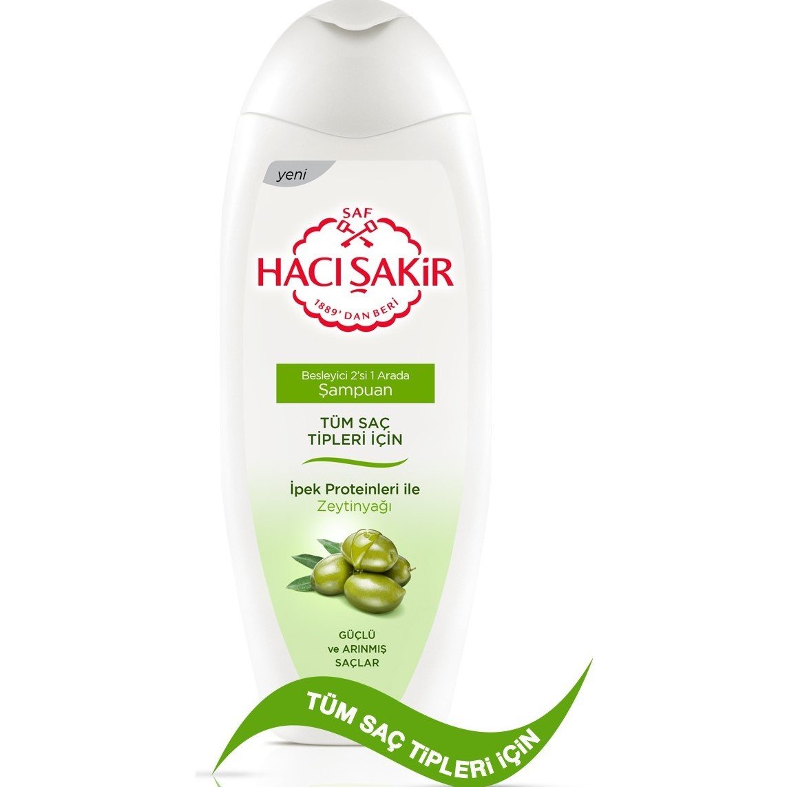 Hacı Şakir 2'si 1 arada Tüm Saç Tipleri için Zeytinyağlı Şampuan 500 ml