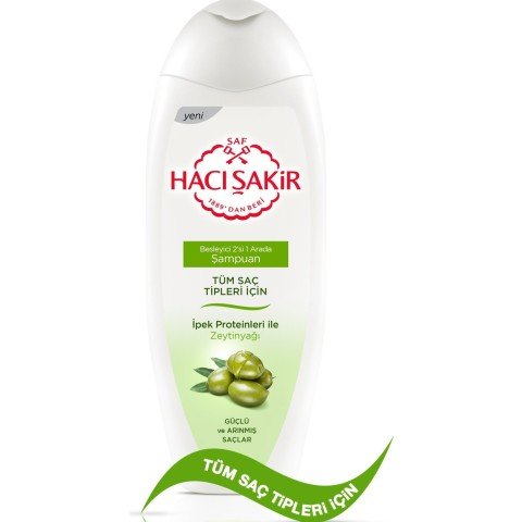 Hacı Şakir 2'si 1 arada Tüm Saç Tipleri için Zeytinyağlı Şampuan 500 ml