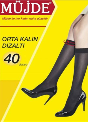 Müjde Siyah Diz Altı Çorap