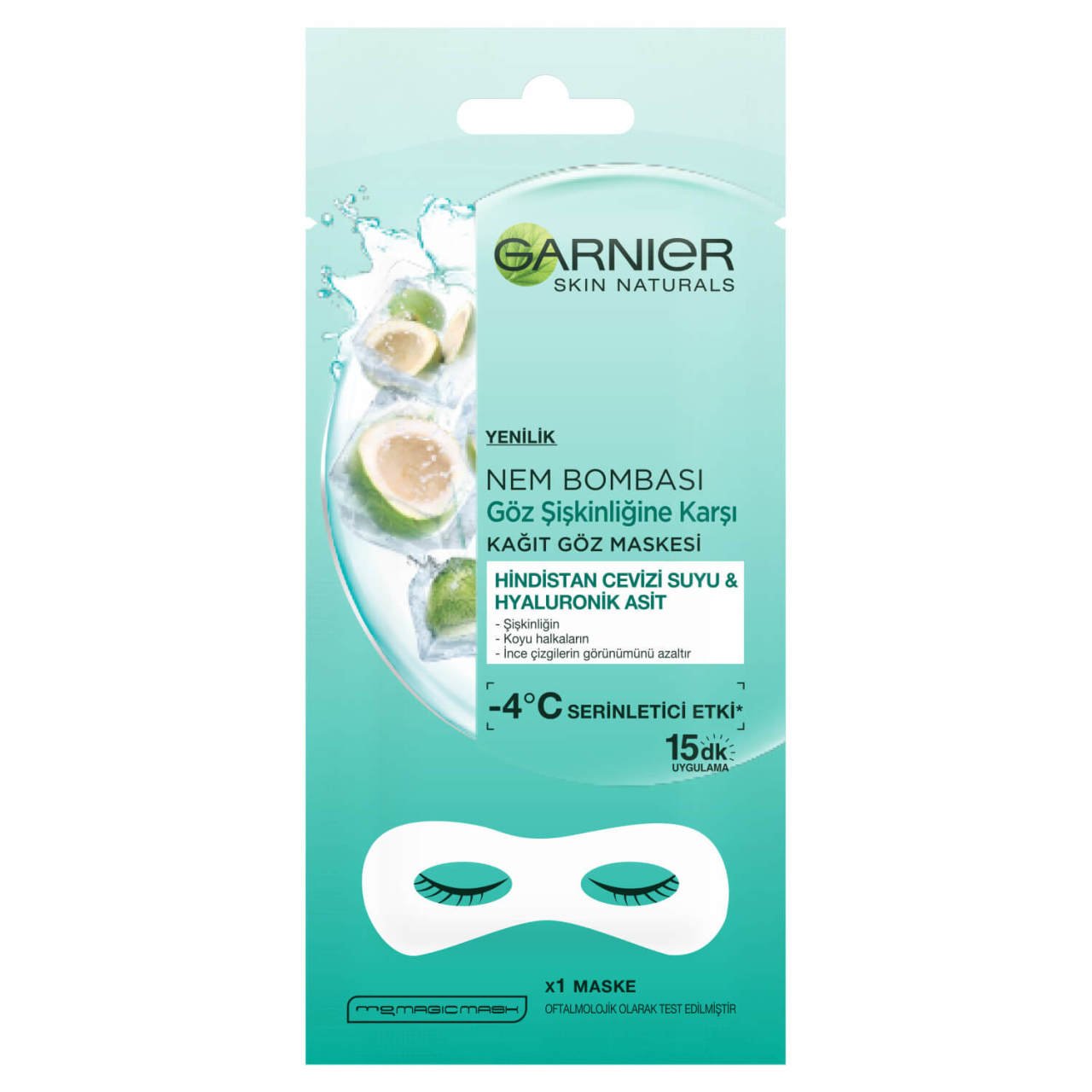 Garnier Göz Şişkinliğine Karşı Hindistan Cevizi & Hyaluronik Asit İçeren  Kağıt Göz Maskesi