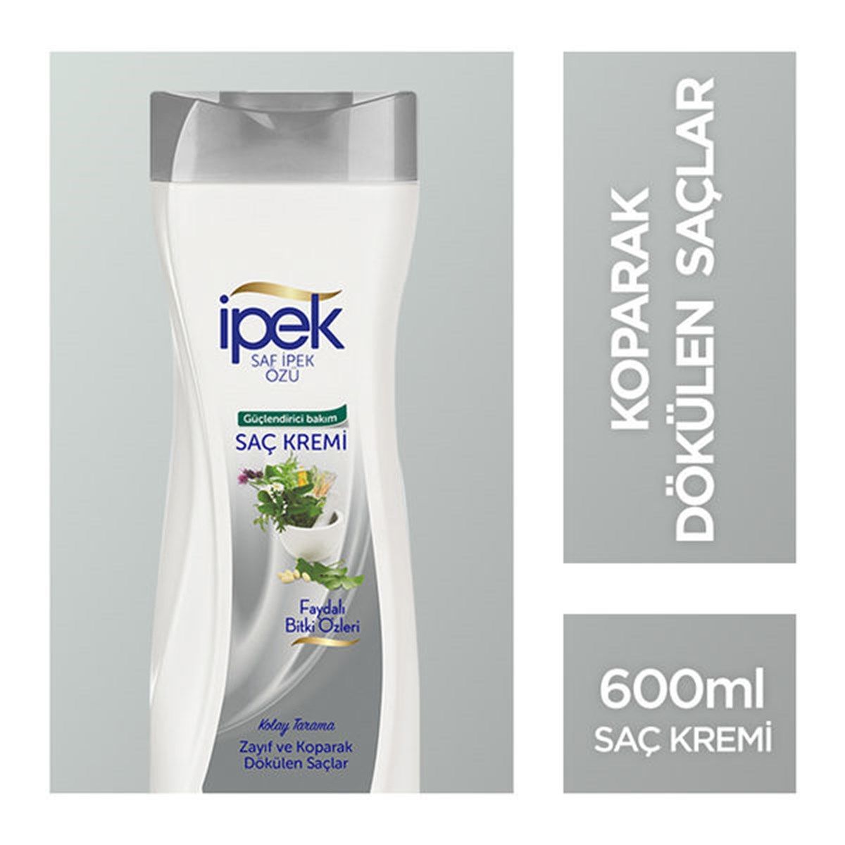 İpek Faydalı Bitki Özleri Zayıf ve Koparak Dökülen Saçlar Saç Kremi 600 ml