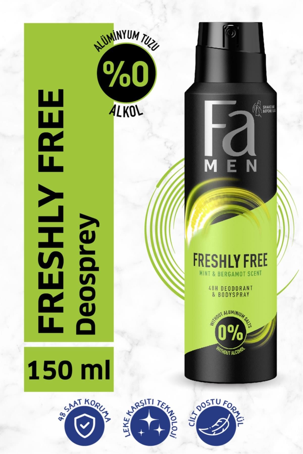 Fa Men Freshly Free Mint&Bergamot Erkek Dedorant 150 ml