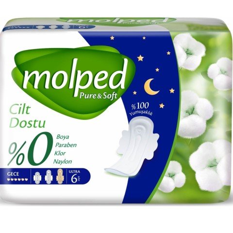 Molped Pure & Soft Hijyenik Ped Gece 6 Adet