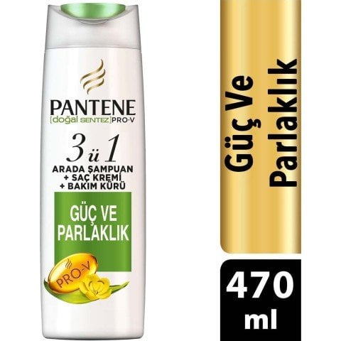 Pantene 3'ü 1 arada Güç ve Parlaklık Şampuan 470 ml
