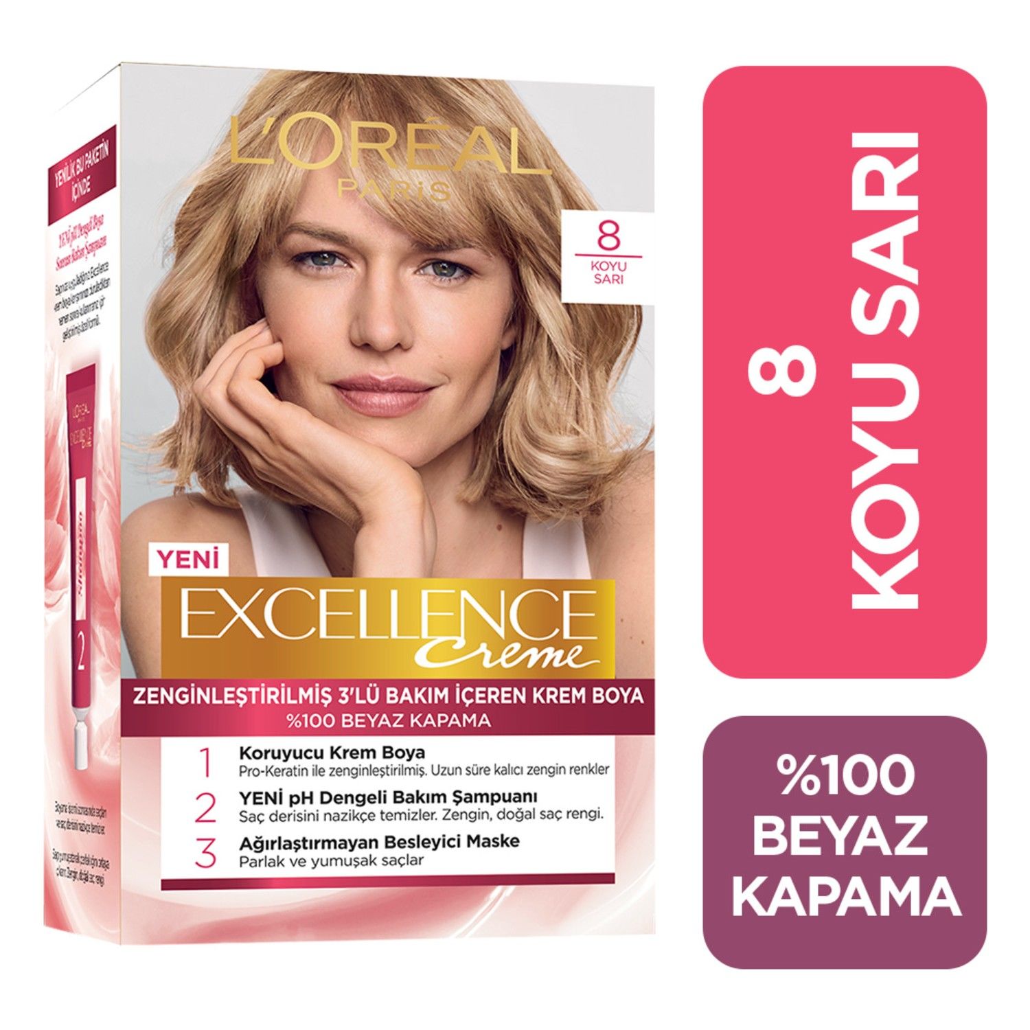 Loreal Excellence Creme Boya 8 Koyu Sarı