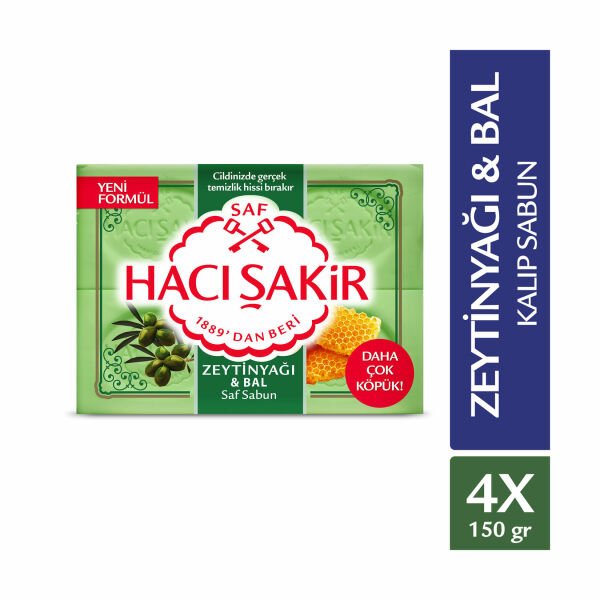 Hacı Şakir Zeytinyağlı Ve Bal Kalıp Sabun 4x150 gr
