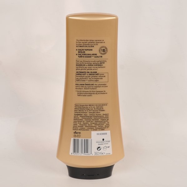 Gliss Ultimate Oıl Elixir Cok İşlem Görmüş ve Yıpranmış Saçlar için Saç Kremi 360 ml