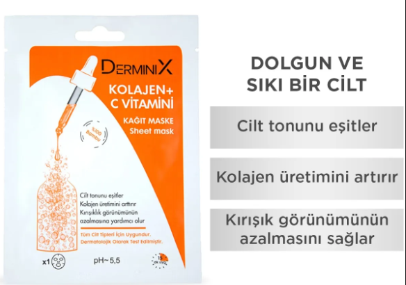 Derminix Kolajen Ve C Vitamini Kağıt Maske