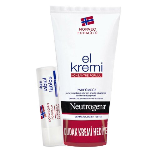 Neutrogena Parfümsüz  El kremi + Dudak Bakım Kremi Hediyeli Set