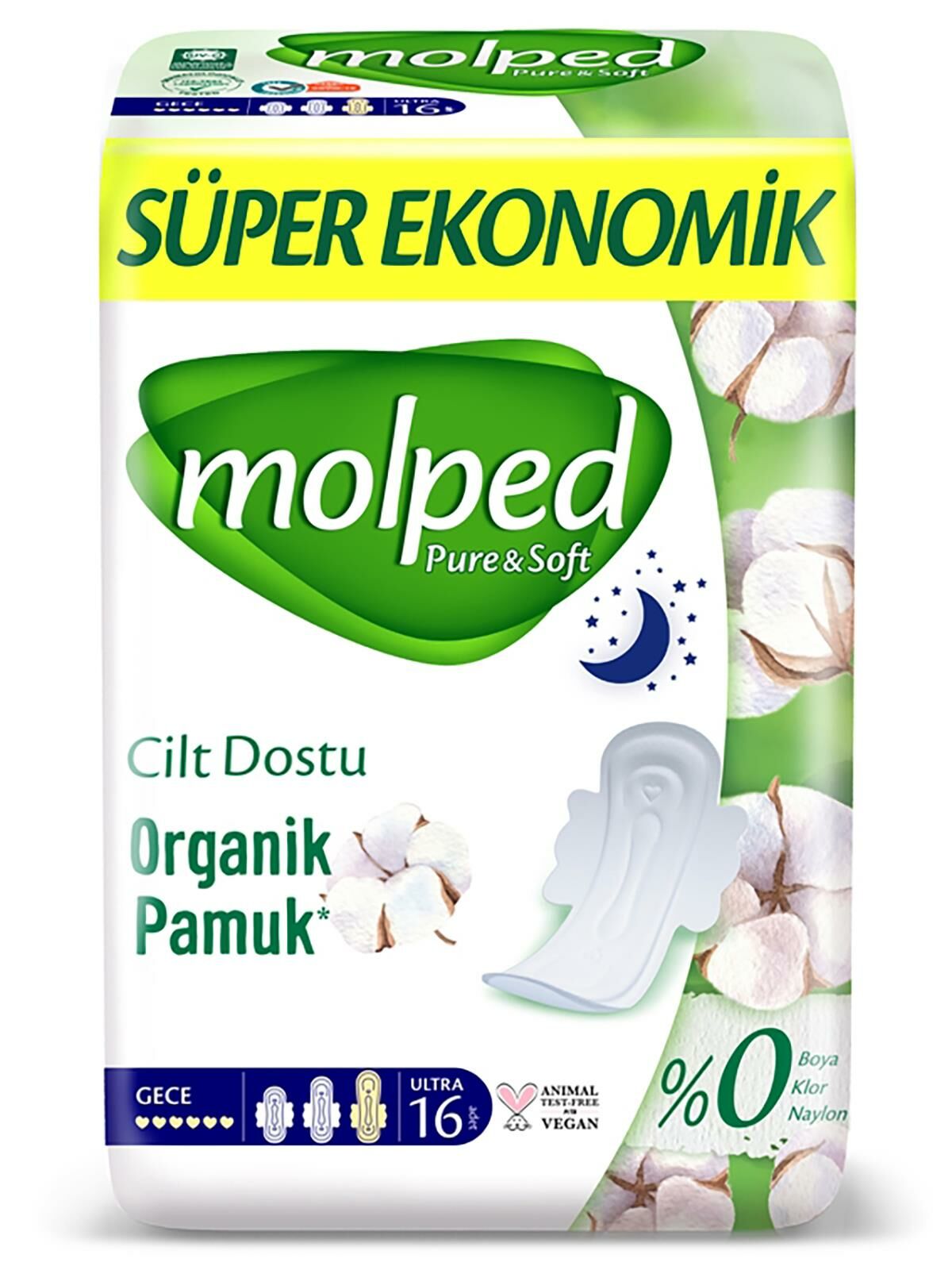 MOLPED PURE SOFT ORGANİK PAMUK 16 LI GECE