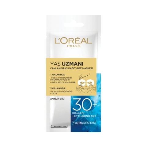 L'oreal Paris Yaş Uzmanı 30+ Canlandırıcı Kağıt Göz Maskesi
