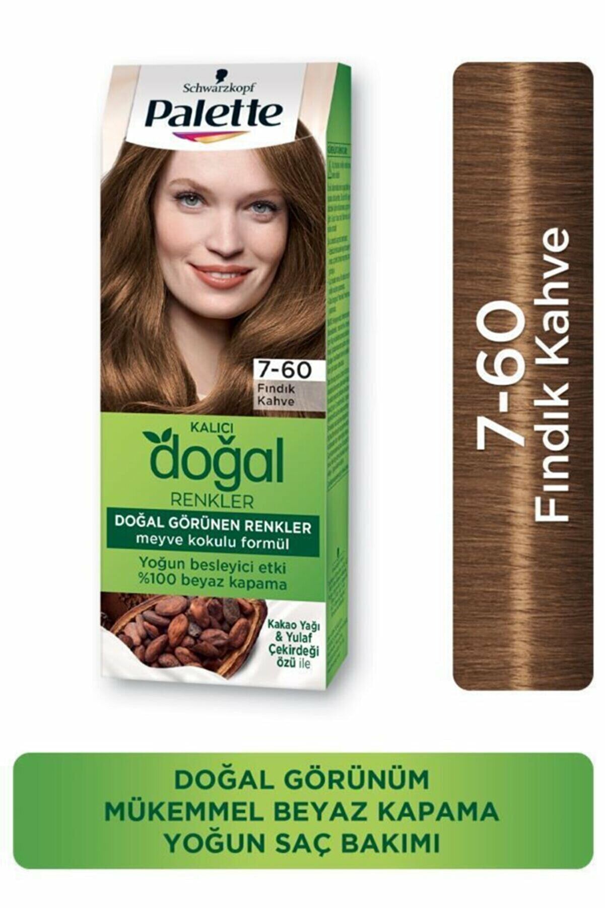 Palette Doğal Renkler Saç Boyası 7-60 Fındık Kahve