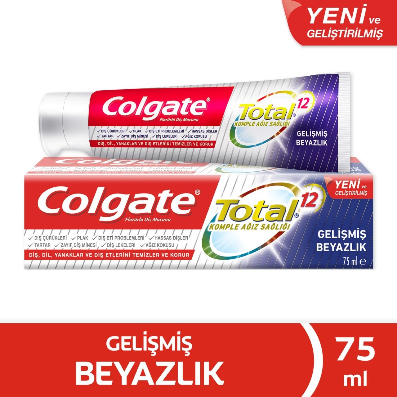 Colgate Total 12 Gelişmiş Beyazlık Diş Macunu 75 ML