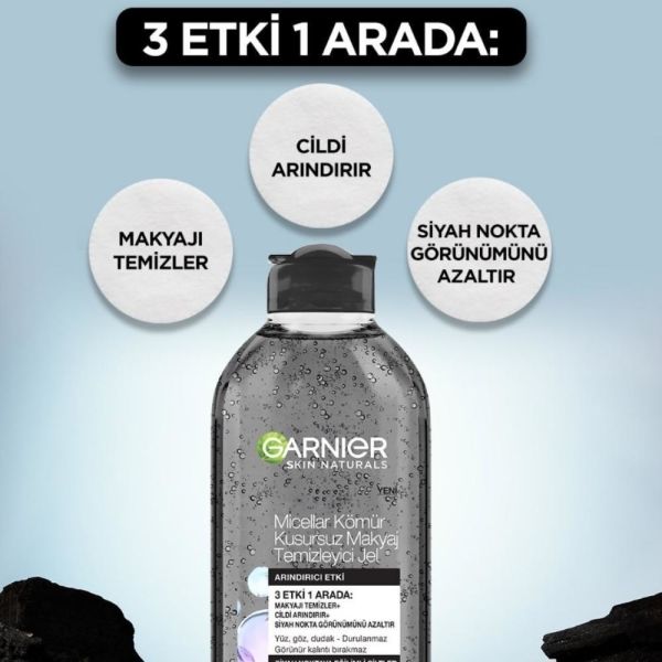 GARNİER MİCELLAR KÖMÜR MAKYAJ TEMİZLEME SUYU 400 ML
