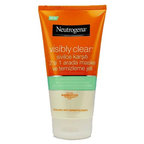 Neutrogena Visibly Sivilce Karşıtı 2'si 1 Arada Maske Ve Temizleme Jeli 150 ML