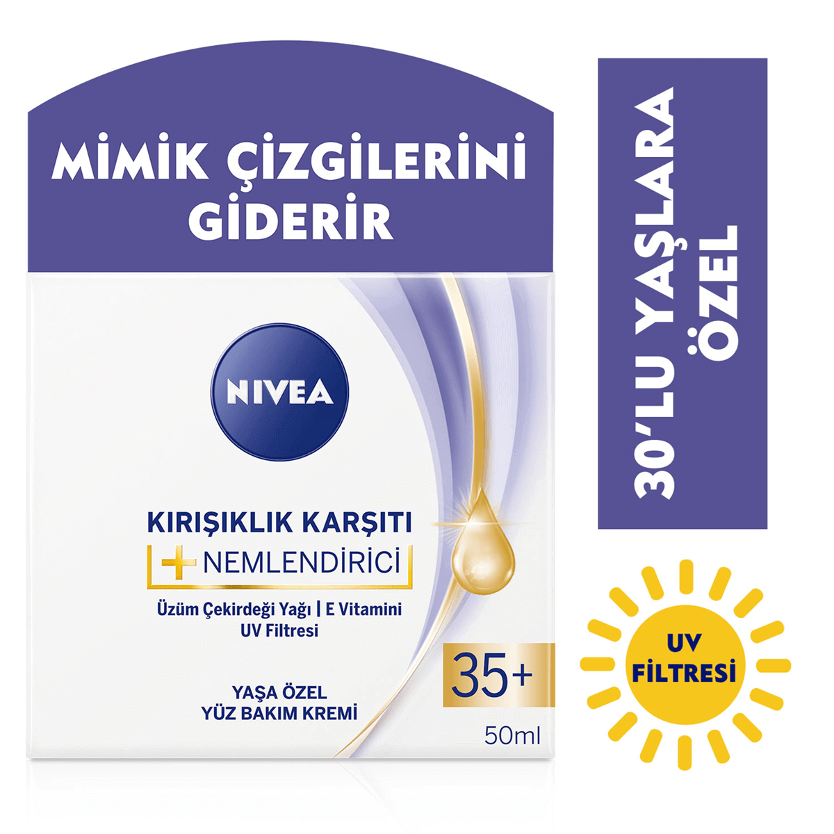 Nivea Kırışıklık Karşıtı Nemlendirici 35+ Yaşa Özel Yüz Kremi 50 ML