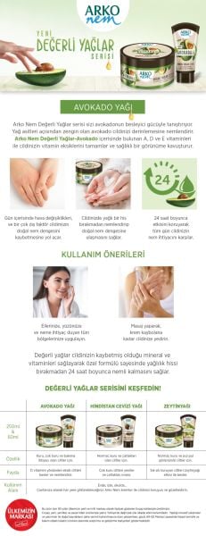 Arko Nem Değerli Yağlar Serisi Avokado Yağı Krem 250 ML